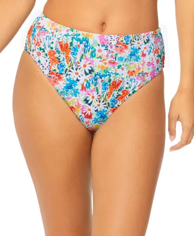 RAISINS JUNIORS' INDO FLORAL-PRINT HIGH-WAIST BIKINI BOTTOMS