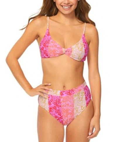 RAISINS JUNIORS TWISTY BIKINI TOP TROPICS HIGH RISE BIKINI BOTTOMS