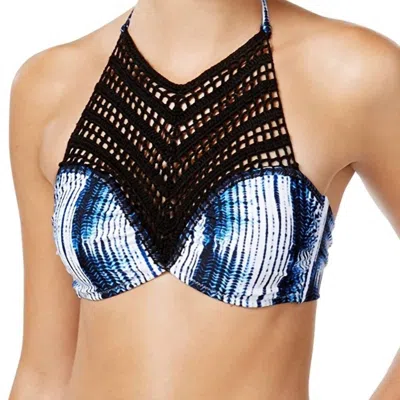 RAISINS WOMEN'S HIGH NECK BIKINI TOP IN INDIGO NIGHTS