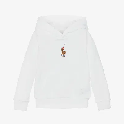 POLO RALPH LAUREN BOYS WHITE COTTON HOODIE