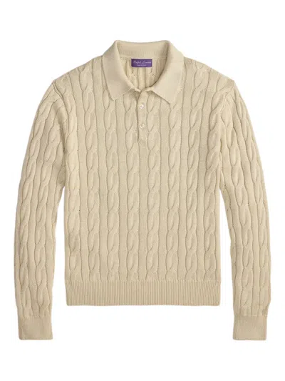RALPH LAUREN CABLE-KNIT POLO SWEATER