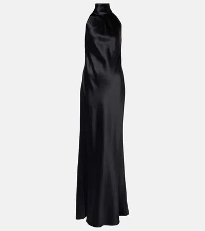 POLO RALPH LAUREN CHILTON HALTERNECK SATIN GOWN