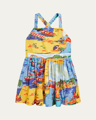 RALPH LAUREN GIRL'S ITALIAN RIVIERA PRINTED DRESS