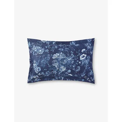 RALPH LAUREN INDIGO KATHRYN FLORAL-PRINT COTTON-PERCALE OXFORD PILLOWCASE 50CM X 75CM