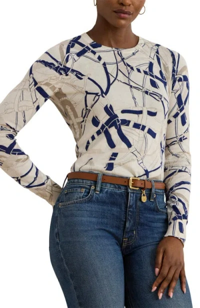 RALPH LAUREN LAUREN RALPH LAUREN BELTING PRINT COTTON BLEND SWEATER