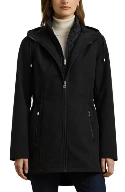 RALPH LAUREN LAUREN RALPH LAUREN HOODED SOFT-SHELL JACKET WITH INTERIOR QUILTED BIB