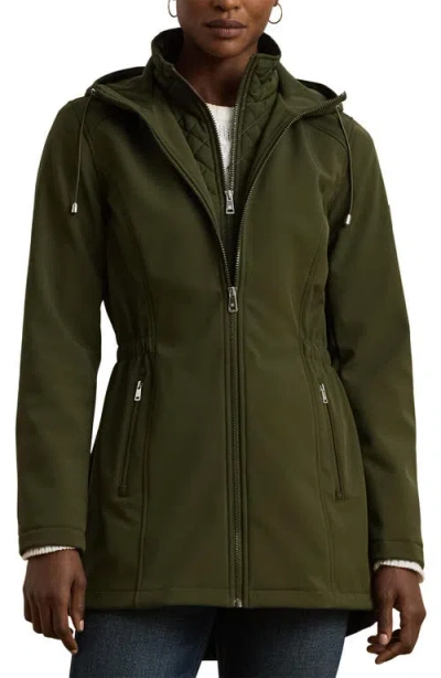 RALPH LAUREN LAUREN RALPH LAUREN HOODED SOFT-SHELL JACKET WITH INTERIOR QUILTED BIB
