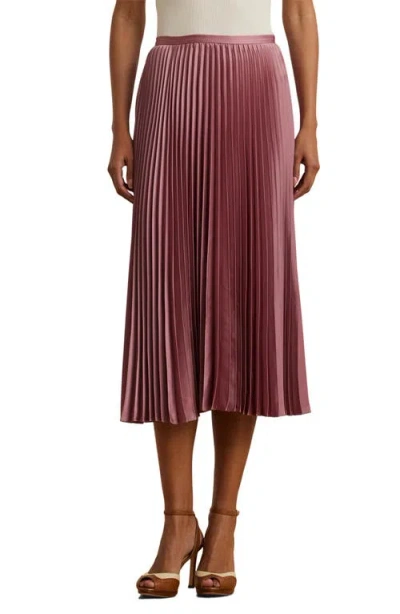 RALPH LAUREN LAUREN RALPH LAUREN PLEATED CHARMEUSE MIDI SKIRT