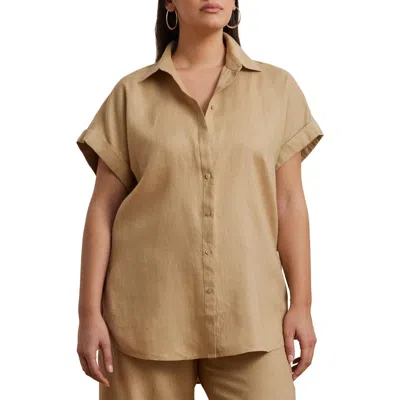 RALPH LAUREN LAUREN RALPH LAUREN RELAXED FIT SHORT SLEEVE LINEN BUTTON-UP SHIRT
