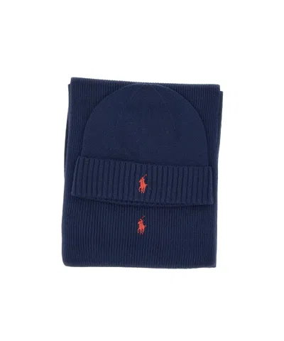 POLO RALPH LAUREN POLO RALPH LAUREN PONY-MOTIF SCARF AND BEANIE SET
