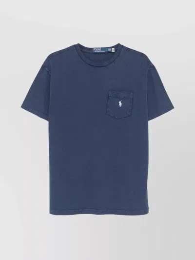 RALPH LAUREN RIBBED CREW NECK COTTON LINEN T-SHIRT