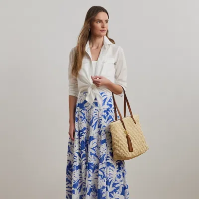 RALPH LAUREN RALPH LAUREN PALM-FROND-PRINT VOILE TIERED SKIRT