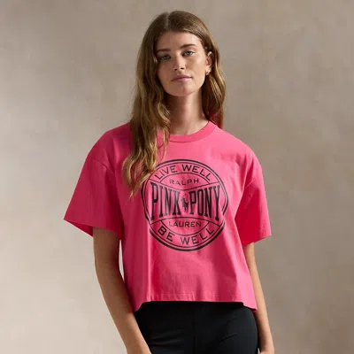 POLO RALPH LAUREN RALPH LAUREN PINK PONY COTTON JERSEY CROPPED TEE