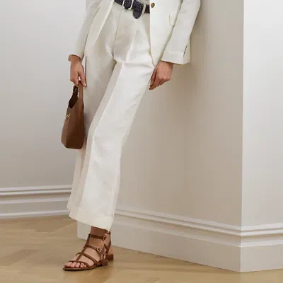 RALPH LAUREN RALPH LAUREN PLEATED LINEN-BLEND TWILL WIDE-LEG PANT