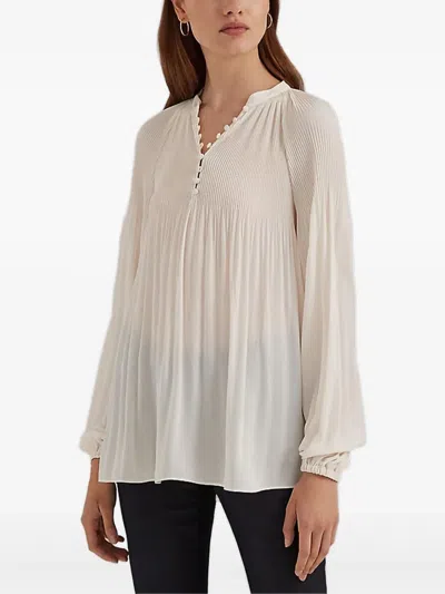 RALPH LAUREN PLEATED LONG-SLEEVE BLOUSE