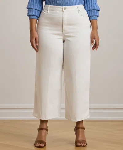 RALPH LAUREN PLUS SIZE HIGH-RISE WIDE-LEG CROPPED JEANS