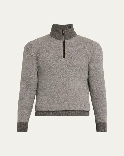 RALPH LAUREN MEN'S BIRDSEYE CASHMERE QUARTER-ZIP SWEATER