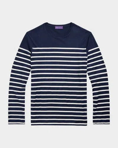 RALPH LAUREN MEN'S STRIPED LISLE LONG-SLEEVE T-SHIRT