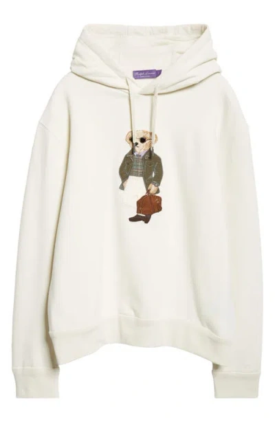 RALPH LAUREN RALPH LAUREN PURPLE LABEL POLO BEAR APPLIQUÉ FLEECE HOODIE