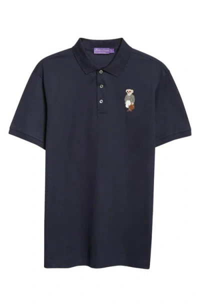 RALPH LAUREN RALPH LAUREN PURPLE LABEL POLO BEAR PATCH COTTON PIQUÉ POLO