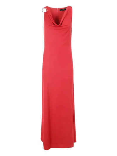 RALPH LAUREN RING-DETAIL COWL-NECK DRESS