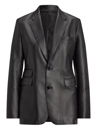 RALPH LAUREN SINGLE-BREASTED LEATHER BLAZER