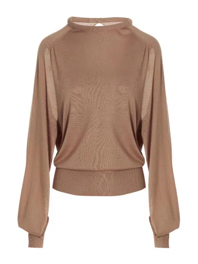 RAMAEL WOMEN BEIGE CUT OUT INSERT TOP SWEATER, M LUXURY SWEATERS & KNITWEAR FOR WOMEN DARVEYS