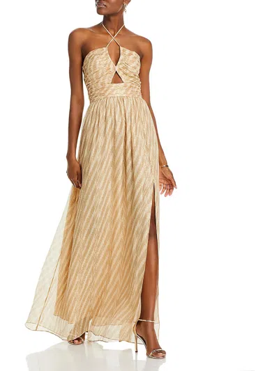 RAMY BROOK ATHENA WOMENS SILK BLEND METALLIC EVENING DRESS