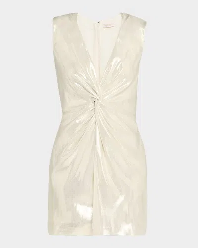 RAMY BROOK GISELA TWIST-FRONT METALLIC MINI DRESS