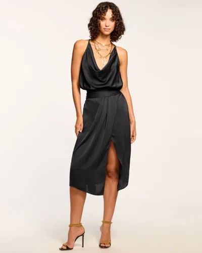 Ramy Brook Monica Cowl Neck Midi Dress In Black