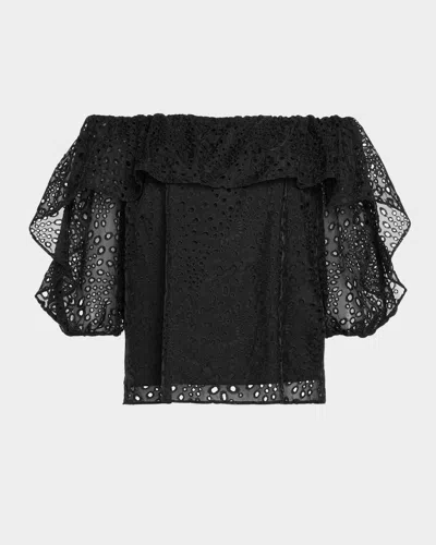 RAMY BROOK SALMA EMBROIDERED OFF-SHOULDER BLOUSE
