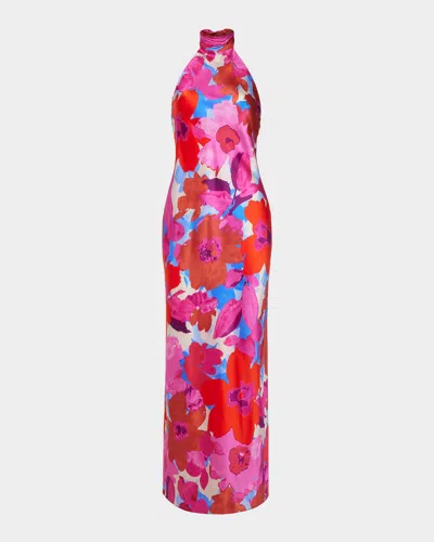 RAMY BROOK TATIANA FLORAL-PRINT HALTER COLUMN GOWN