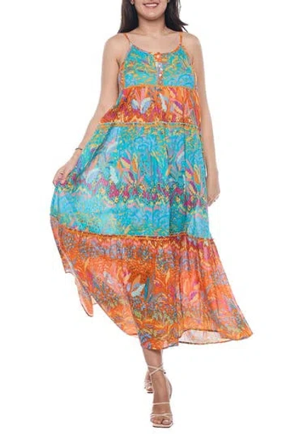 RANEE'S RANEES BUTTON HALF PLACKET COTTON MAXI SUNDRESS