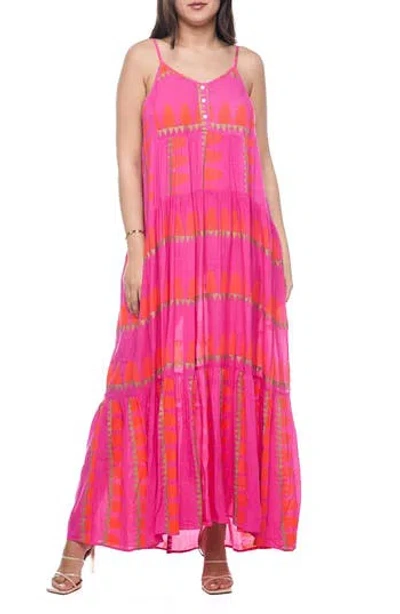 RANEE'S RANEES BUTTON HALF PLACKET MAXI SUNDRESS