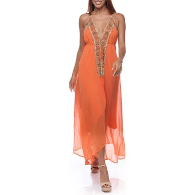 RANEE'S RANEES EMBELLISHED HALTER COVER-UP DRESS