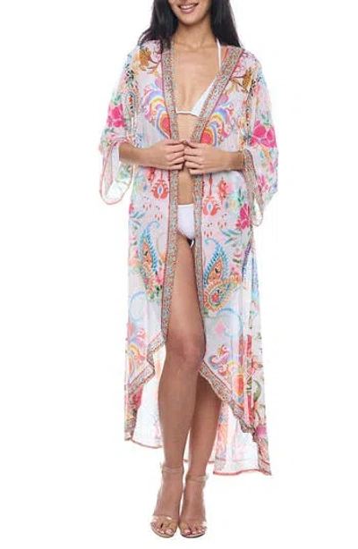 RANEE'S RANEES FLORAL BEADED CHIFFON DUSTER