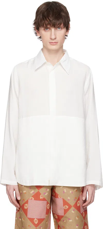 RANRA OFF-WHITE MAKER GAUZE MODAL POLY CLASSIC SHIRT