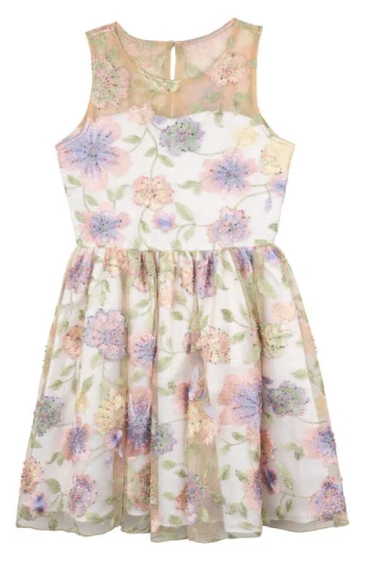 RARE EDITIONS RARE EDITIONS KIDS' FLORAL EMBROIDERED PARTY DRESS