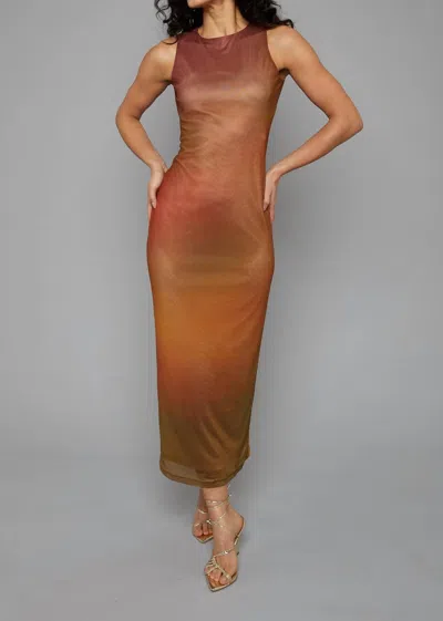 RARE LONDON MESH BLUR MAXI DRESS IN RUST
