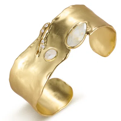 RARE MATTERS JEWELRY WOMEN'S GOLD ORGANIC CELESTIAL BANGLE STATEMENT CUFF BRACELET