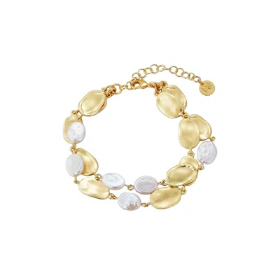 RARE MATTERS JEWELRY WOMEN'S GOLD / WHITE GOLDEN RIPPLE PEARL BRACELET