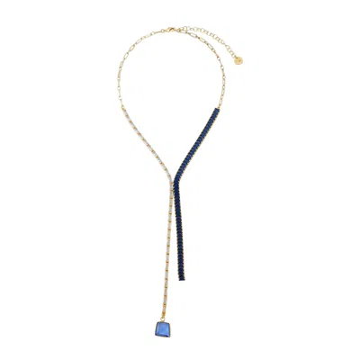 RARE MATTERS JEWELRY WOMEN'S GOLDEN HOUR BLUE LARIAT NECKLACE