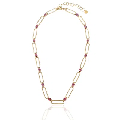 RARE MATTERS JEWELRY WOMEN'S PINK CRYSTAL LINK NECKLACE