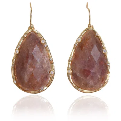 RARE MATTERS JEWELRY WOMEN'S YELLOW TIMELESS NATURE'S BEAUTY TEARDROP EARRINGS STRAWBERRY QUARTZ