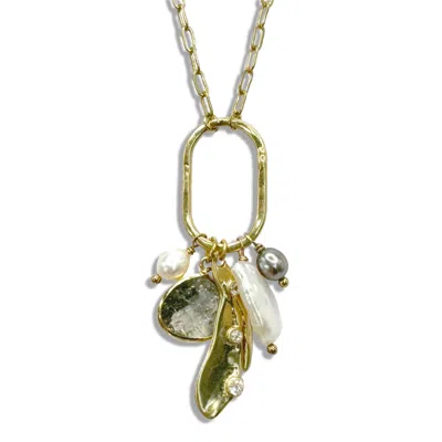RARE MATTERS JEWELRY WOMEN'S RADIANCE CHARM NATURAL BIWA PEARL SMOKY QUARTZ NECKLACE