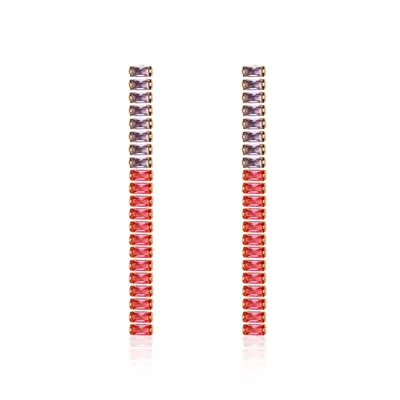RARE MATTERS JEWELRY WOMEN'S RED / PURPLE RED PURPLE CRYSTAL BEAM EARRINGS