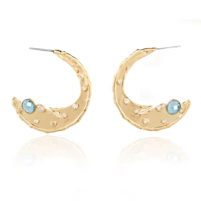 RARE MATTERS JEWELRY WOMEN'S TIMELESS ORGANIC BLUE CRESCENT EARRINGS
