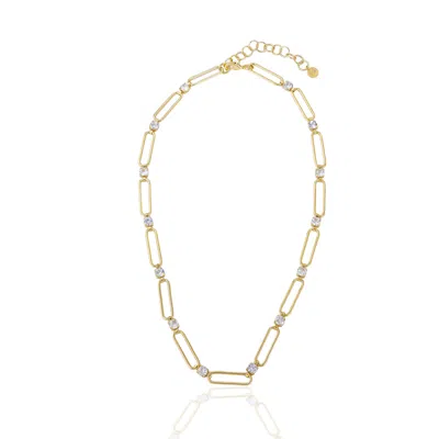 RARE MATTERS JEWELRY WOMEN'S WHITE CLEAR CRYSTAL LINK NECKLACE