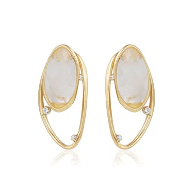 RARE MATTERS JEWELRY WOMEN'S WHITE DOUBLE STYLE CLEAR QUARTZ GEM EARRINGS