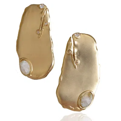 RARE MATTERS JEWELRY WOMEN'S WHITE ORGANIC HARMONY MOONSTONE EARRINGS